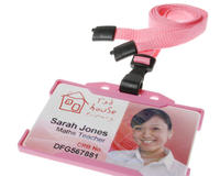 Recycled Plain Pink Lanyards with Plastic J Clip (Pack of 100)