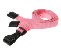 Pack of 100 Pink Breakaway Lanyards w Plastic J-Clip