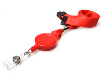 Pack of 50 Access Card Lanyards with Integrated Card Reel - Red