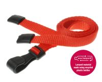 Recycled Plain Red Lanyards with Plastic J Clip (Pack of 100)