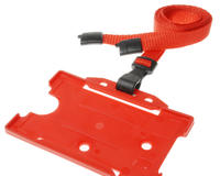 Pack of 100 Red Breakaway Lanyards with Plastic J-Clip
