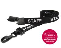 Recycled Black Staff Lanyards with Plastic J Clip (Pack of 100)