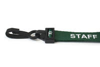 15mm Staff Green Lanyards with Breakaway and Plastic J Clip - Pack of 100