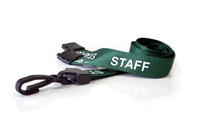 Recycled Green Staff Lanyards with Plastic J Clip (Pack of 100)
