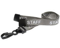 Pack of 100 15mm Staff Grey Lanyards with Plastic J-Clip