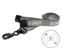 Grey Staff Lanyards with Plastic J Clip (Pack of 100)
