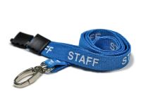 Polyester Light Blue Staff Lanyards with Metal Lobster Clip (Pack of 100)