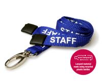 Recycled Royal Blue Staff Lanyards with Metal Lobster Clip (Pack of 100)