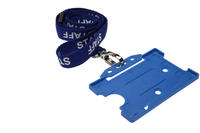 Recycled Royal Blue Staff Lanyards with Metal Lobster Clip (Pack of 100)