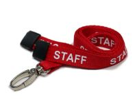 Polyester Red Staff Lanyards with Metal Lobster Clip (Pack of 100)