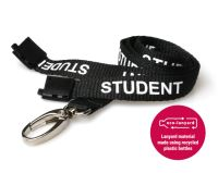 Recycled Black Student Lanyards With Metal Lobster Clip (Pack of 100)
