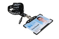 Black Student Lanyards with Breakaway and Metal Lobster Clip - Pack of 100