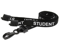 Recycled Black Student Lanyards with Plastic J Clip (Pack of 100)