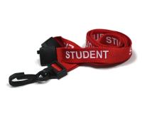 Polyester Red Student Lanyards with Plastic J Clip (Pack of 100)