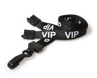Recycled Black VIP Lanyards with Plastic J Clip (Pack of 100)