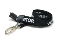 Polyester Black Visitor Lanyards with Metal Lobster Clip (Pack of 100)