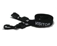 Polyester Black Visitor Lanyards with Plastic J Clip (Pack of 100)