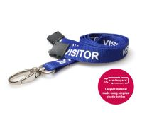 Recycled Blue Visitor Lanyards with Metal Lobster Clip (Pack of 100)