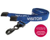 Recycled Blue Visitor Lanyards with Plastic J Clip (Pack of 100)