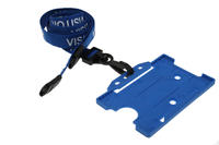 Recycled Blue Visitor Lanyards with Plastic J Clip (Pack of 100)
