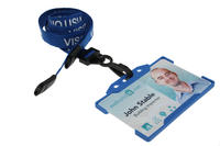 Pack of 100 15mm Visitor Blue Lanyards with Plastic J-Clip