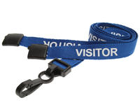 Recycled Blue Visitor Lanyards with Plastic J Clip (Pack of 100)