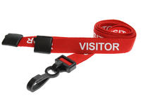 Recycled Red Visitor Lanyards with Plastic J Clip (Pack of 100)
