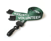 Recycled Green Volunteer Lanyards with Plastic J Clip (Pack of 100)