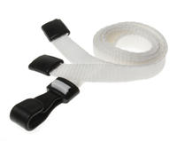 Pack of 100 White Breakaway Lanyards w Plastic J-Clip