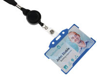 Pack of 50 Access Card Lanyards with Integrated Card Reel - Black