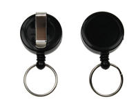 Black ID Badge Reels with Key Ring (Pack of 50)
