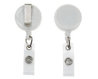 White ID Badge Reels with Strap Clip (Pack of 50)