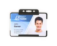 Black Single-Sided Open Faced ID Card Holders - Landscape (Pack of 100) 