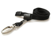Recycled Plain Black Lanyards with Metal Lobster Clip (Pack of 100)