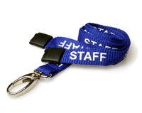 Royal Blue Staff Lanyards with Breakaway and Metal Lobster Clip - Pack of 100