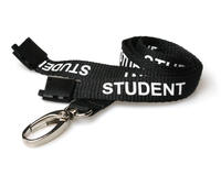 Black Student Lanyards with Breakaway and Metal Lobster Clip - Pack of 100