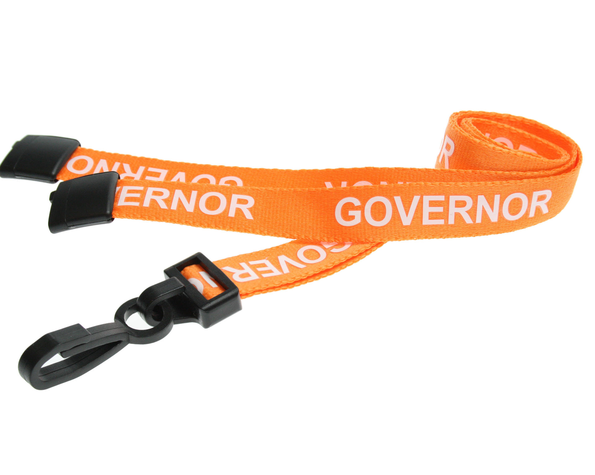 Orange Governor Lanyards with Plastic J Clip Pack of 100