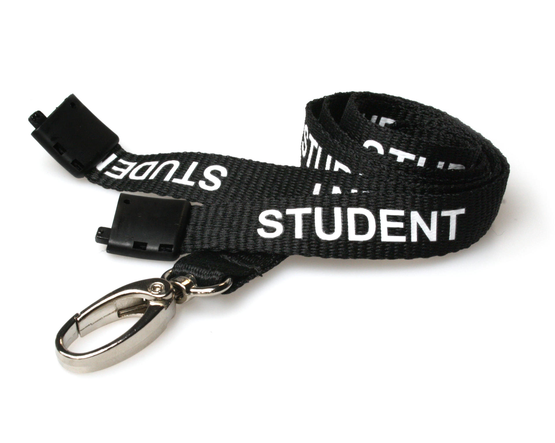 Black Student Lanyards with Breakaway and Metal Lobster Clip Pack of 100