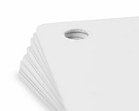 Premium White 760 Micron Cards With Round Hole Punch in top right corner (portrait orientation) - Pack of 100