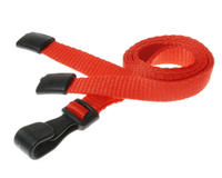 Pack of 100 Red Breakaway Lanyards with Plastic J-Clip