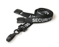 Pack of 100 15mm Security Black Lanyards with Plastic J-Clip