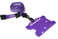 Pack of 100 15mm Student Purple Lanyards with Plastic J-Clip