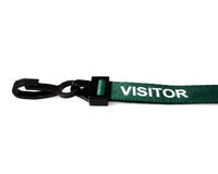 Green Visitor Lanyards with Breakaway and Plastic J-Clip - Pack of 100